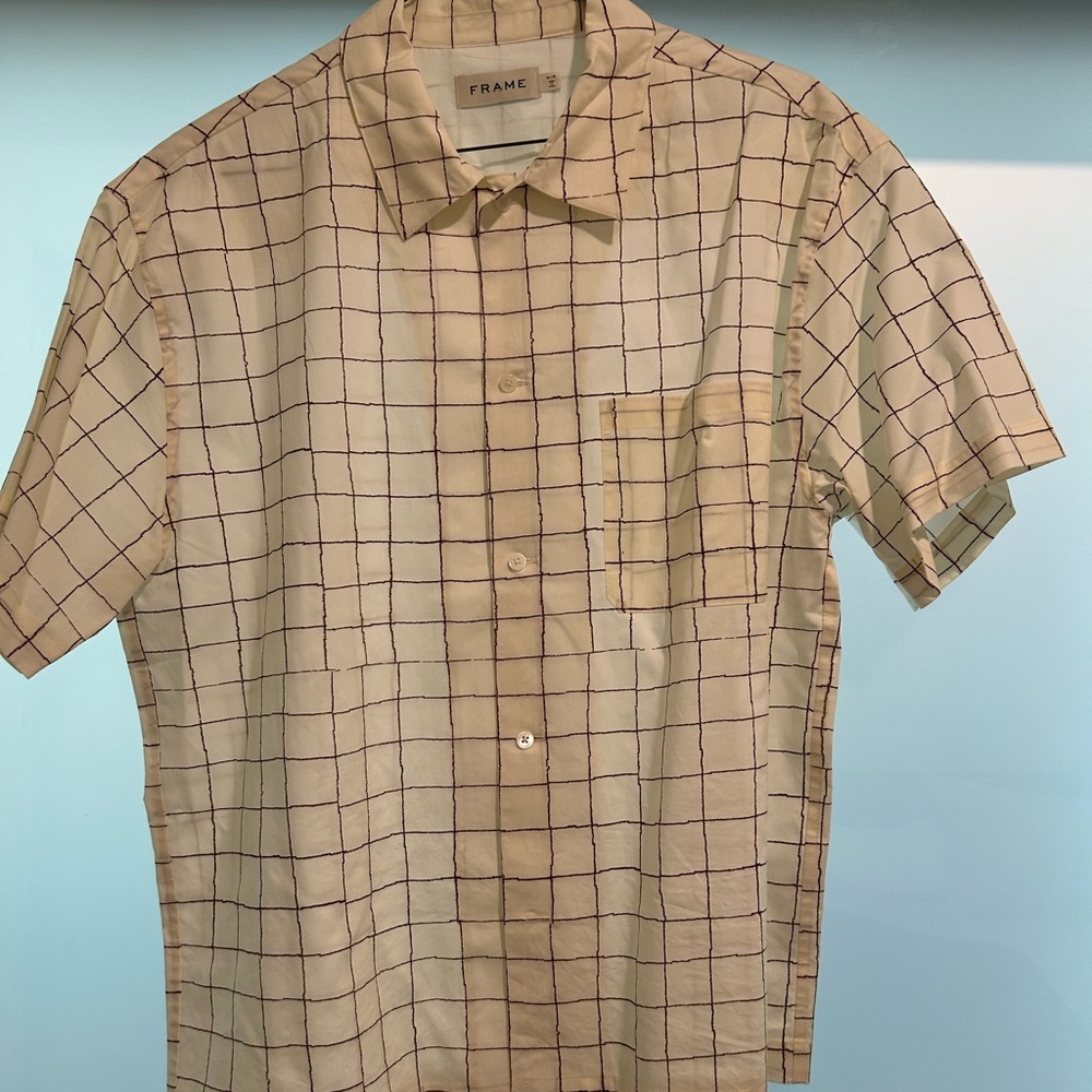 Frame Denim Cream Plaid Shirt
